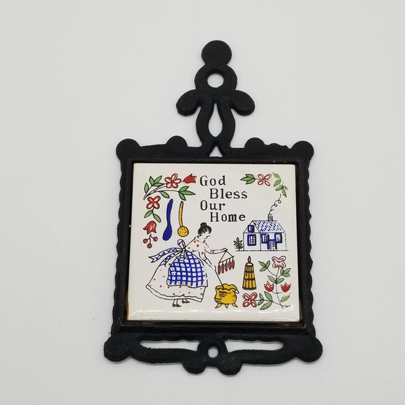 Vintage Cast Iron Trivet Wall Decor Bless Our Home - Picture 1 of 5